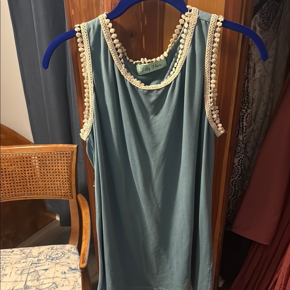 Filly Flair Blue Embellished Tank Top